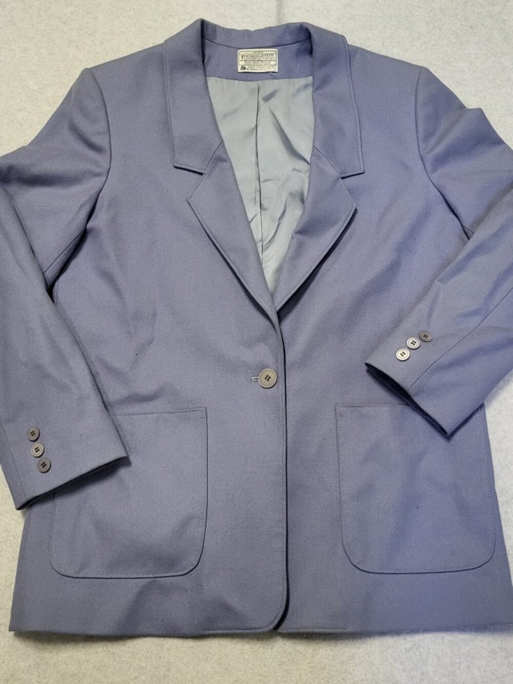 Vintage Miss Pendleton Purple 100% Virgin Wool One Button Blazer Size 12